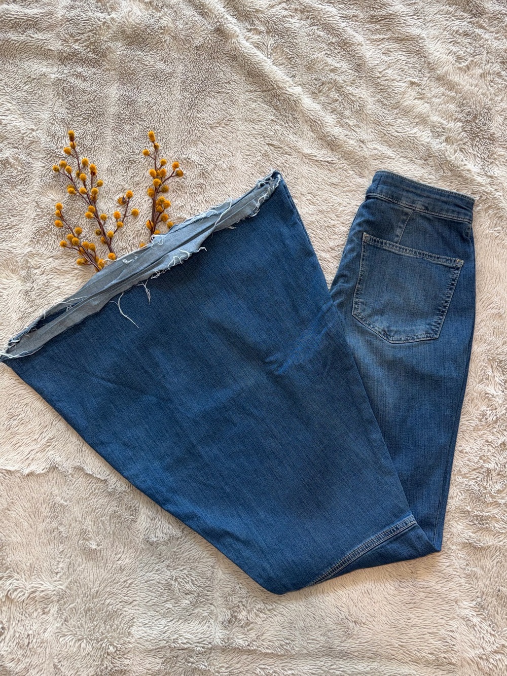 We The Free Indigo Wide Leg Jeans with Raw Hem